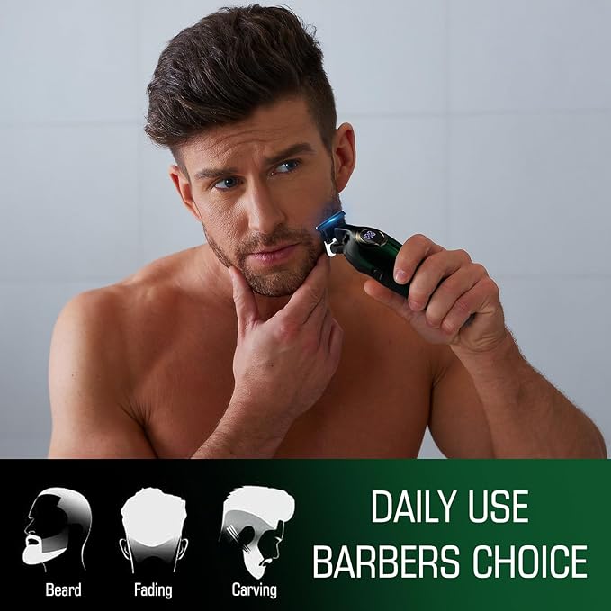BILLAR® Hair Clippers for Men with Beard Trimmer, Professional Clippers & Beard Trimmers Set, Electric Razor Shavers for Men, Cordless Men’s Grooming Kit for Nose, Face, Hair (Green)