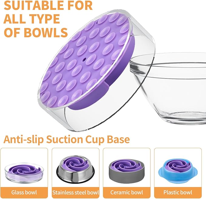 Slow Feeder Dog Bowls Insert, Bestalk Soft Silicone Slow Eating Feeder Insert with Suction Cups for Small, Medium and Large Dogs, Fit into Basic and Elevated Bowls