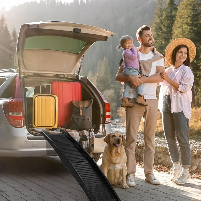 Outvita Dog Ramp, 61" Folding Pet Ramp for Car, SUV, Truck, Bed, Easy Access for Large Dogs Weight Bearing up to 150 Lbs, Non-Slip Step Surface, Lightweight Portable