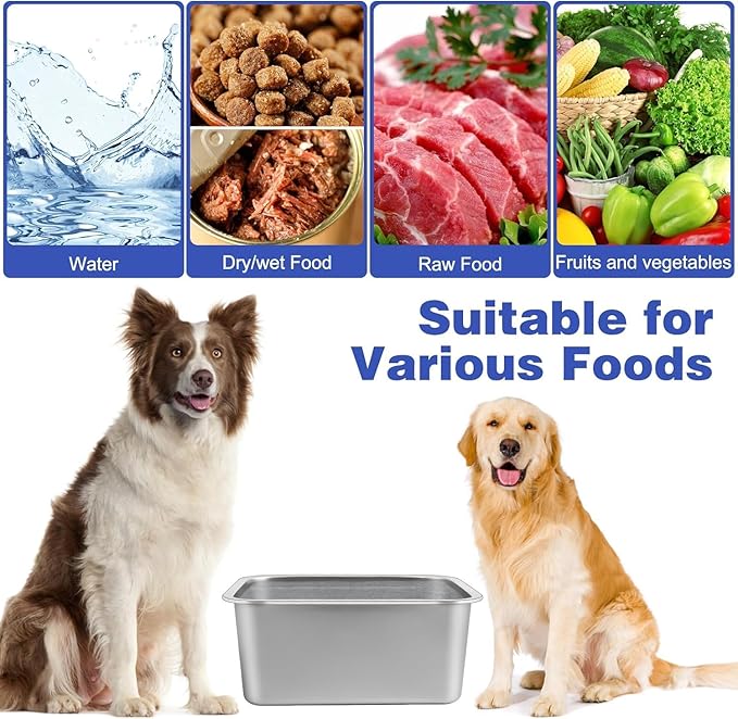 1.25 Gallons Large Dog Water Bowl, Stainless Steel Metal Dog Bowls, Large Capacity Pet Food Bowl Water Dish for Indoor and Outdoor Universal for Small & Medium Dogs 12.6''×8.7''×3.9''