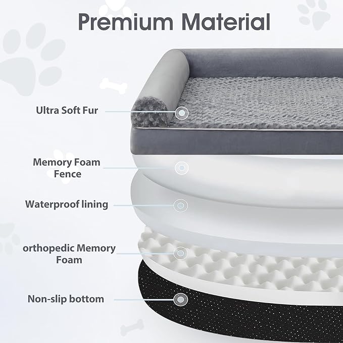 BFPETHOME Dog Beds for Large Dogs, Orthopedic Dog Bed for Medium Large Dogs,Big Waterproof Couch Pet Bed with Removable Washable Cover
