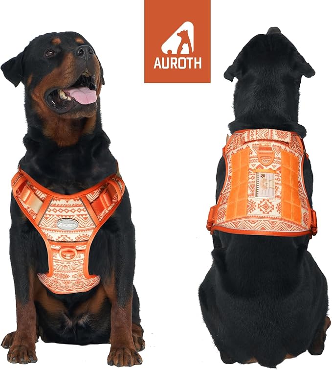 AUROTH Tactical Dog Harness for Large Dogs No Pull Adjustable Pet Harness Reflective K28 Working Training Easy Control Pet Vest Military Service Dog Harnesses