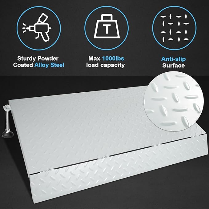 Steel Threshold Ramp, Door Ramp with Adjustable Height for 3.0" to 6.0", Doorway Threshold Ramp for Wheelchairs/Walkers/Carts/Scooters(39.4" W x 25.6" L)