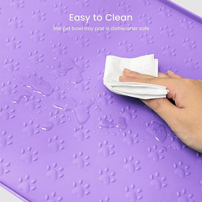 Dog Food Mat Anti-Slip Silicone Dog Bowl Mat Thicker Pet Placemat Waterproof Cat Feeder Pad with Raised Edge Puppy Kitten Feeding Mats Suitable Small Medium-Sized Dogs Cats Eating Tray