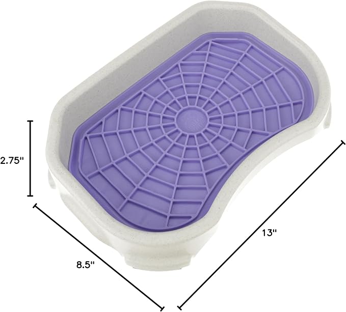 Neater Pets - Neat-LIK with Protective Tray - Slow Feed Pad for Dogs & Cats - Provides Boredom & Anxiety Relief (2 Pack w/Vanilla Bean Tray, Green & Purple)