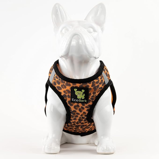 EcoBark Cheetah Dog Harness - Luxury Mesh Step in Dog Harnesses - Safe & Secure Wrap Around Halter Harness