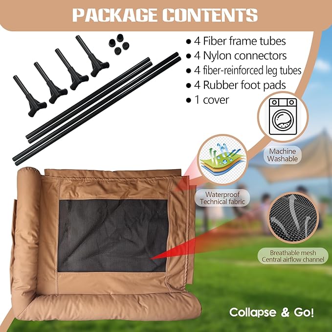 Raised Dog Beds for Small Dogs,Breathable Mesh Dog Sofa,Pet Travel Cot with Soft Edged Pillow,Features Non Slip Base, Suitable for Dogs Hammock Bed Small for Indoor & Outdoor