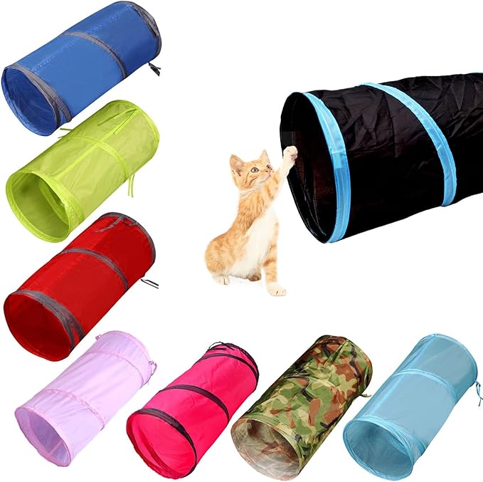 Foldable Spiral Cat Tunnel - Indoor Toy for Small Cats, Kittens, and Rabbits - Tube for Interactive Play and Outdoor Fun - Pet Activity Toy 20" 3 Pcs