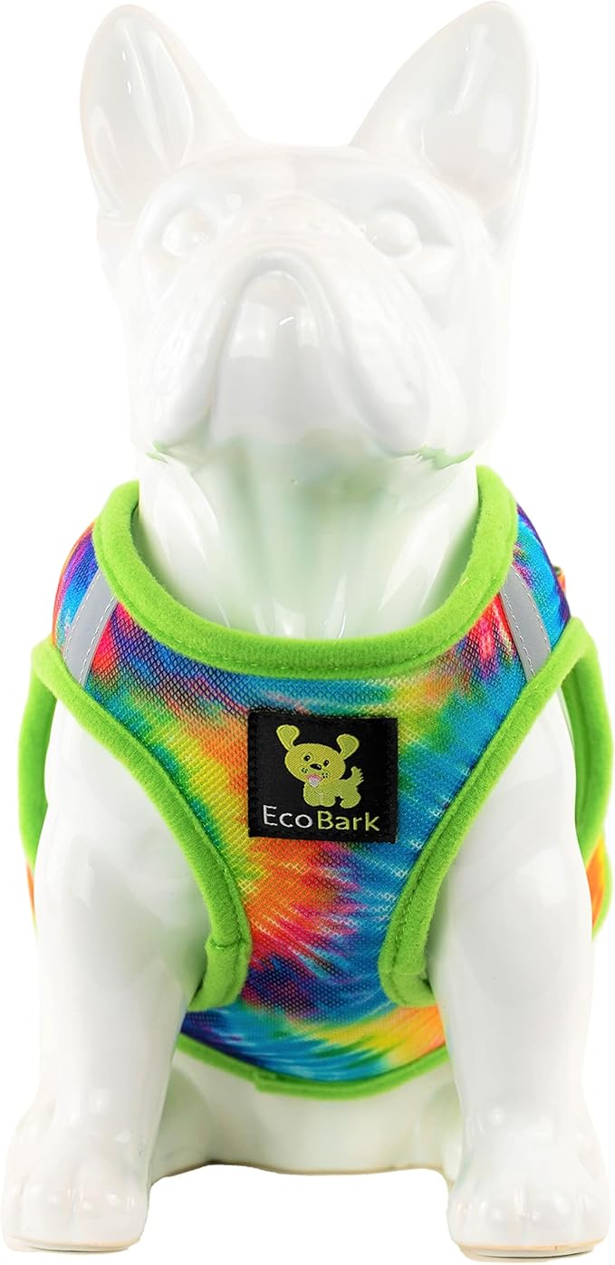 EcoBark Step in Dog Harness - Soft Mesh Dog Vest Harnesses for Puppies and Small Dogs - Reflective Adjustable No Pull and No Choke Halter Harness - Mesh Comfort Padded Body Harness (Tie-Dye, Large)