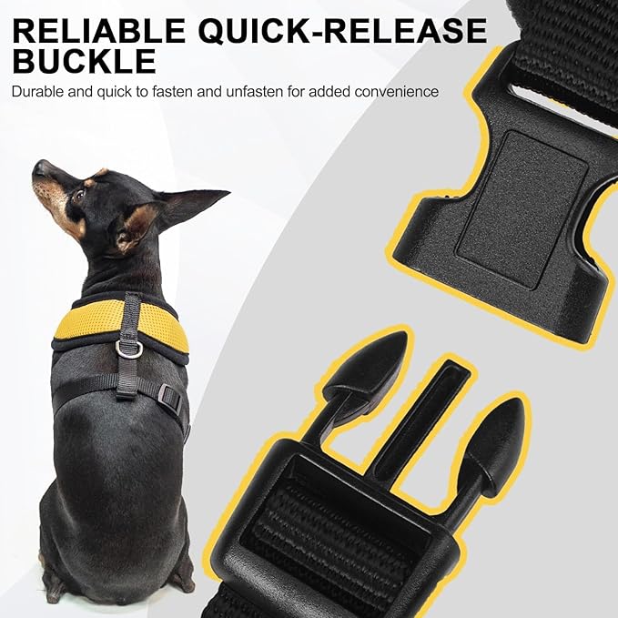 BINGPET No Pull Dog Harness,Soft Mesh Breathable All Weather Vest Harness,Safety Protection Design Durable Adjustable Step-in Easy Walk Dog Harness for Small Medium Large Dogs(Yellow,S)