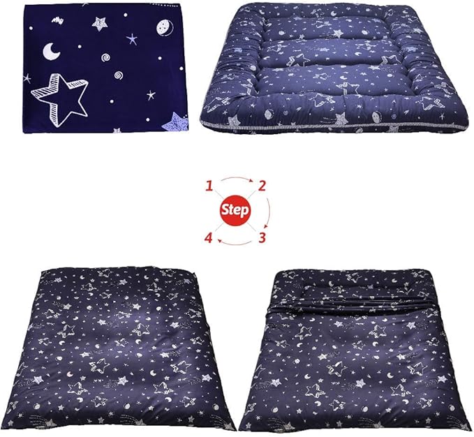 MAXYOYO Navy Star Futon Mattress Japanese Tatami Mat Foldable Bed Portable Camping Mattress Kids Sleeping Pad Floor Lounger Couch Bed, Full