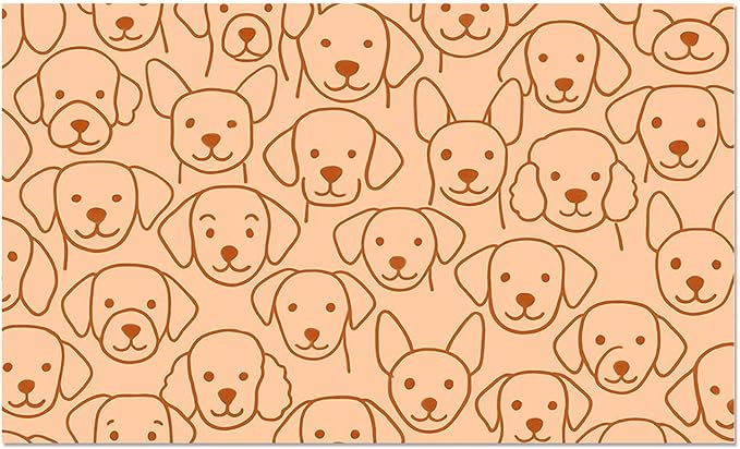 Adorable Cute Dog Faces Pattern Pets Food Mat Spill-Proof Pets Feeding Mats Cats Food and Water Bowl Pet Easy Clean Fast Dry Pet Mats for Foods and Water Mat for Cat Dogs 20" x 12"
