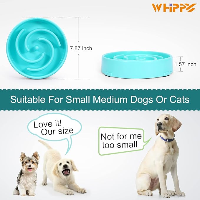 WHIPPY Slow Feeder Bowl for Small Medium Dog Fun Maze Feeder Dog Food Water Bowl Anti-Slip Puzzle Bowl No Chocking Healthy Interactive Bloat Stop Dog Bowl Dish,Medium,Blue