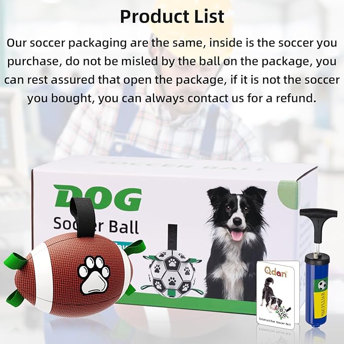 QDAN Dog Toys Football, Interactive Dog Toys for Tug of War,Superbowl Football Party Decorations Favor, Dog Water Toy, Durable Dog Balls for Small & Medium Dogs(8 inch)