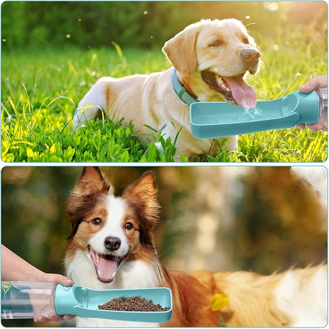 Portable Dog Water Bottle - Foldable Dog Water Dispenser | Leak Proof & Food Grade Plastic Travel | Pet Water Bottle for Cat Outdoor Walking Hiking Travel(US) (Blue, 19oz)