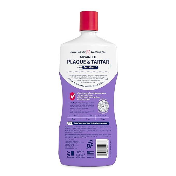 Veterinary Formula Dental Fresh Water Additive for Dogs and Cats, Advanced Plaque and Tartar Control, 32 Fl Oz