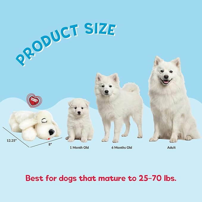 Original Snuggle Puppy Heartbeat Puppy Toy - Heartbeat Puppy for Dogs - Pet Anxiety Relief and Calming Aid - Comfort Dog Toy - Behavioral Training and Sleep Aid Cuddle buddy - Crate Training Essential