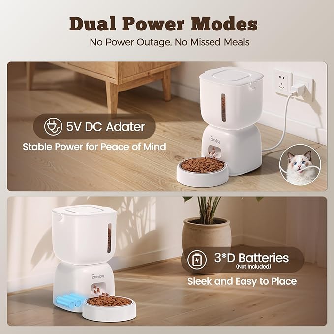 Automatic Cat Feeder and Water Dispenser FW1, 3L Cat Food Dispenser with Locking Lid, Two-in-One Set Timed Dog Feeder for Cats and Puppies, Pet Feeder with Portion Control, 4 Daily Meals