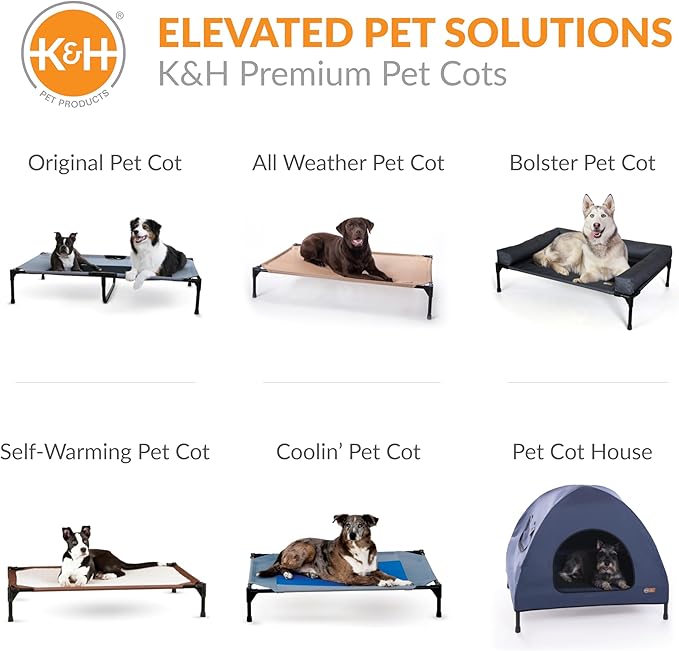 K&H Pet Products Outdoor Elevated Dog Cot, Breathable Cooling Elevated Cot Hammock Pet Bed for Large Dogs, Washable Mesh Cover, Raised Metal Frame, Collapsible, Portable - Large 42 X 30in Chocolate