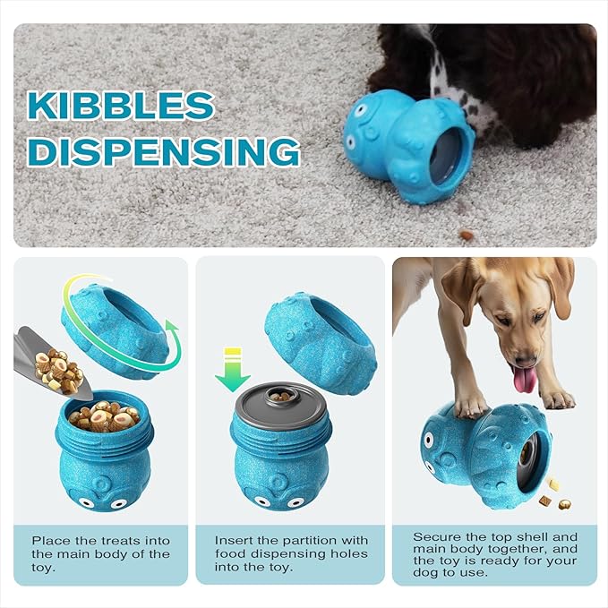 KADTC 3 in 1 Large-Size Octopus Durable Dog Fillable & Frozen Lick Treat Toy No-Transfer Freeze & Play,Long-Lasting Ultimate Boredom Buster, Kibble Dispenser Food Ball & Tough Dogs Chew Toys BPA-Free
