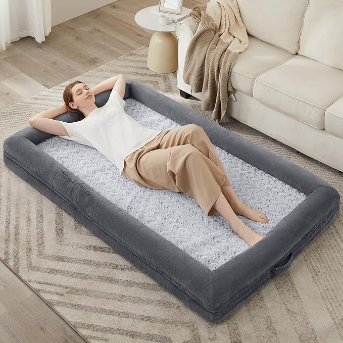 WNPETHOME Human Dog Bed for Adult, Washable Dog Couch with Removable Waterproof Cover, Orthopedic Large Pet Sofa Bed with Bolster Sides for Sleeping
