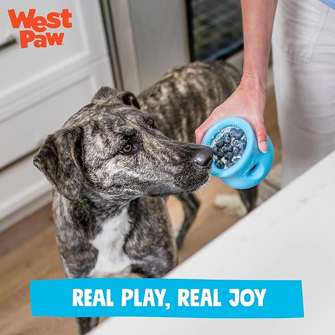 WEST PAW Zogoflex Toppl Interactive Treat Dispensing Puzzle Dog Toy for Mental Stimulation & Enrichment-Holds Kibble & Treats-Lickable, Freezable & Dishwasher Safe-Made in USA-XL-River Blue