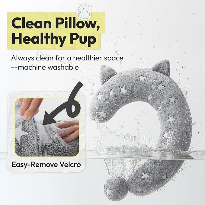 Dog Calming Pillow, Glow in The Dark Dog Put Head on, Soft Question Mark Pillows for Dogs, Kids, Adults, Washable Dog Bed Pillow, Cozy Dog Body Pillow (L Gray)