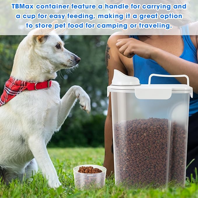 TBMax Airtight Pet Dog Cat Food Container Bird Seed Storage Container with Easy-Pouring Spout and Cup, Portable Travel Kibble Storage Dispenser for Small Animal Food Storage