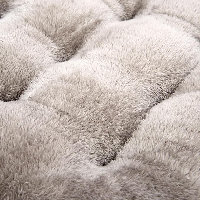 POMIU 2-Pack Washable Dog Bed, Deluxe Plush Crate Beds with Anti-Slip, Machine Washable Kennel Pad Sleeping Mat for Large, Medium and Small Dogs (2 Pack x Grey, 29.0" L x 21.0" W x 3.0" Th)
