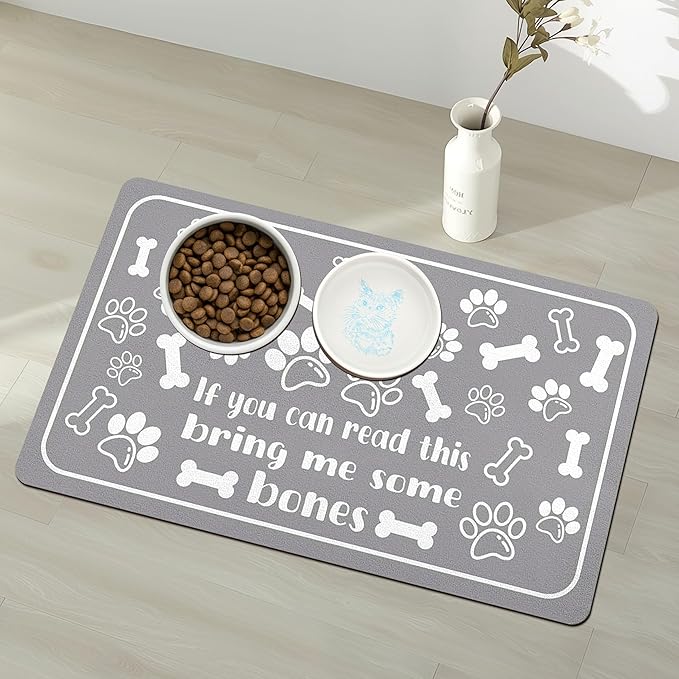 Pet Feeding Mat for Floors Waterproof Dog Mat for Food and Water Absorbent Quick Dry Non Slip mat for Cat Bowls
