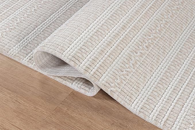 Modern Indoor Rug Stripe 6 Round Area Rugs for Living Room Luxury Kitchen Bedroom Durable Soft Geometric Durable Low and High Pile Stain Resistant Non Shedding Area Carpet 6 Round