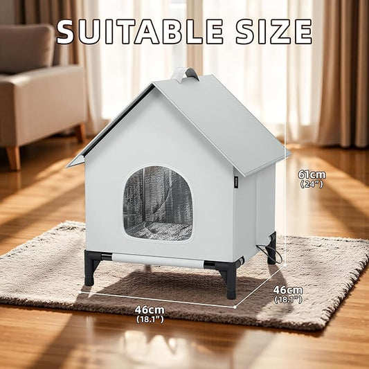 Cat House for Outside&Indoor,Easy to Put Together, Selfwarming Cat Shelter for Winter,Insulated and Weatherproof,Large Cave Bed for Garden(18 x 18 x 24 inch,L,Normal)