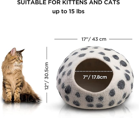 Luxurious Merino Wool Cat Cave - Foldable Hideaway Pod for Indoor Cats - Premium Felt Kitten Pet Enclosure - Covered Cat House for Ultimate Cozy Comfort by Woolygon