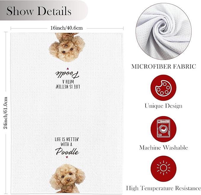 Poodle Gifts Kitchen Towels, 16x24 inch, Poodle Mom & Decorative Hand Towels for Kitchen, Dog Kitchen Decor