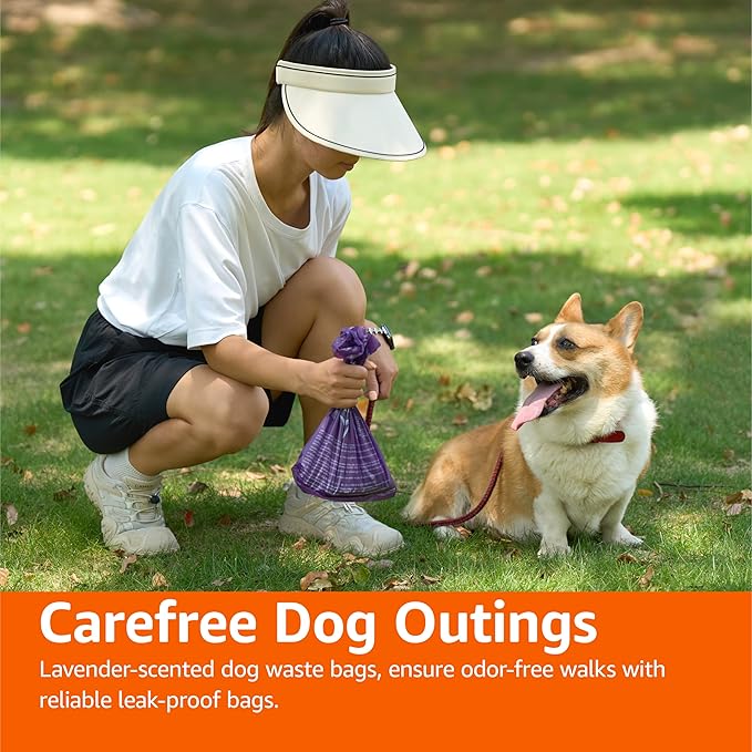 Amazon Basics Premium Dog Poop Bags, 600 Count, Enhanced Leakproof, Premium Lavender Scented