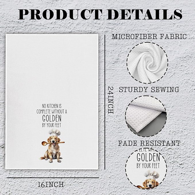Funny Golden Retriever Kitchen Towels, Gifts for Golden Retriever Lovers Dish Tea Towels for Kitchen Decor, Dog Lover Gifts for Women Men Decorative Hand Towels, 16x24 Inch