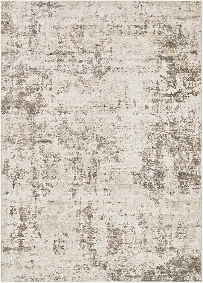 8x10 Area Rug Living Room Rugs - Washable Neutral Modern Abstract Soft Thin Large Rug Indoor Floor No Slip Rug Carpet for Bedroom Under Dining Table Home Office Decor - Dark Brown