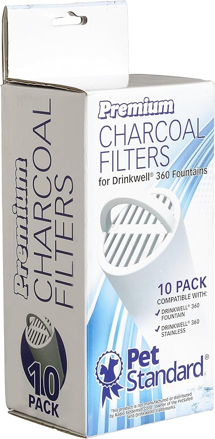 Premium Charcoal Filters for PetSafe Drinkwell 360 Fountains, Pack of 10