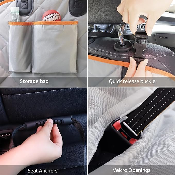 iBuddy Dog Seat Cover for Tesla Model 3 Waterproof Car Seat Protector with Mesh Window Dog Car Hammock Against Dirt and Fur Anti-Scratch Nonslip Machine Washable Back Seat Cover for Model Y