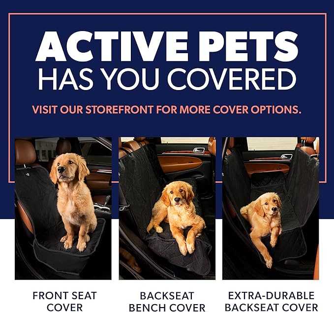 Active Pets Blue XL Dog Car Hammock Back Seat Cover, Waterproof Backseat Cover Protector for Truck Bench Rear of Sedans or SUVs, Essential Pet Supplies Vacuum or Wipe Clean, Machine Washable