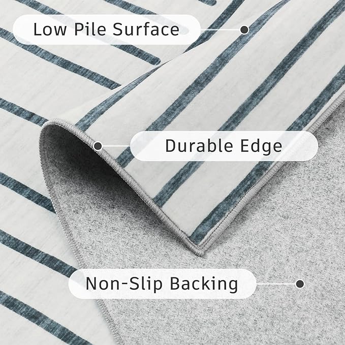 DCX Abstract Machine Washable 3x5 Rug, Gray Modern Accent Rug for Living Room, Soft Low Pile Non Slip Carpet, Kid & Pet Friendly Stain Resistant Rug for Bedroom Dining Room Office