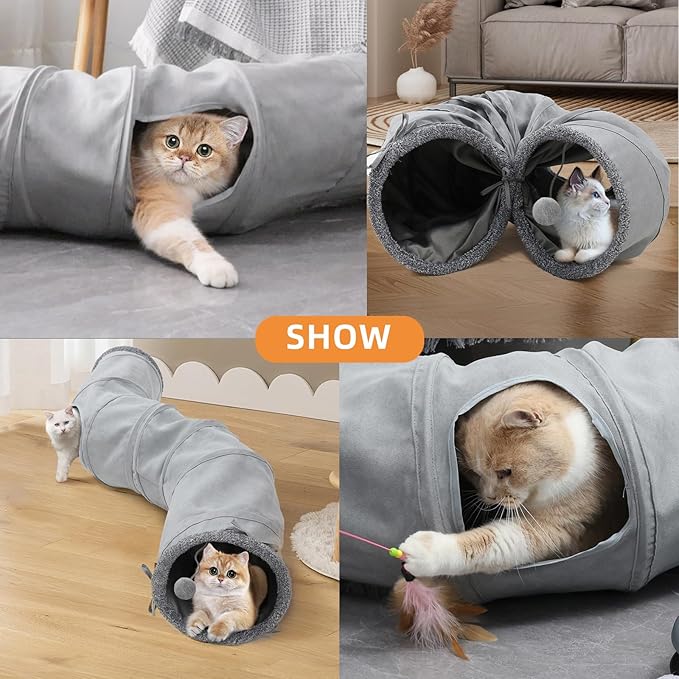 Cat Tunnel, Indoor Cat Toy, Roller Track Cat Toy, Collapsible S-Shaped Play Tube, 10.5 Inch Diameter Maze Cats House for Cats, Puppies, Rabbits, Ferrets Set