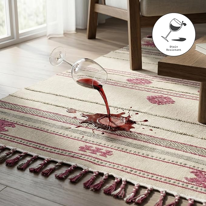 Fab Habitat Machine Washable Area Rug - Hand Woven, Stain Resistant, Pet Friendly - Premium Recycled Polyester Yarn - Aztec - Kitchen, Bathroom - Dakota - Multi - 2 x 3 ft