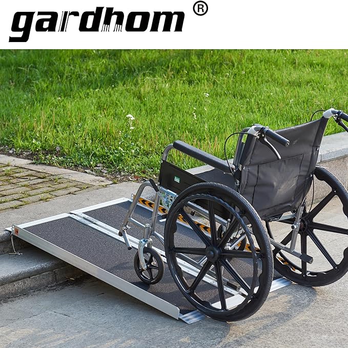Portable Wheelchair Ramp 3FT, gardhom Non Skid Aluminum Folding Wheelchair Ramp Handicap Ramp Wheel Chair Ramps for Home Entrance Threshold Doorways Stairs Curbs Scooter