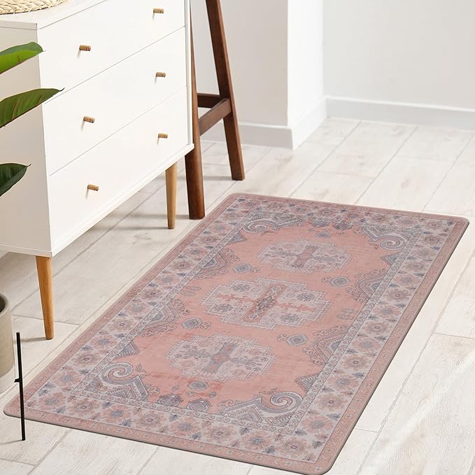 Washable Entryway Runner Area Rug : 2x3ft Stain Resistant Small Entry Rug Boho Doorway Throw Rug Non Slip Laundry Room Floor Carpet for Bedroom Bedside Kitchen Indoor Home Decor Doormat