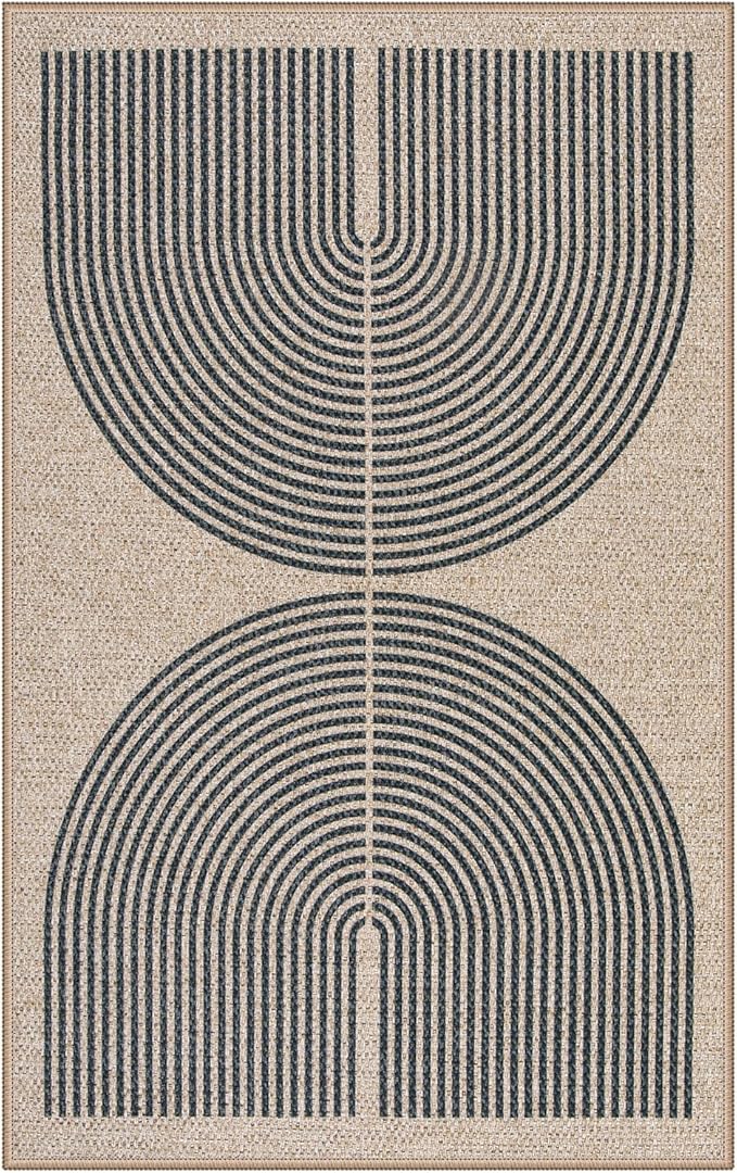 Lahome Rainbow Easy Jute Rug, 20"x32" Front Door Welcome Mat Non Slip Entry Way Rugs Indoor, Farmhouse Nature Washable Non Shedding Low Pile Floor Carpet for Porch