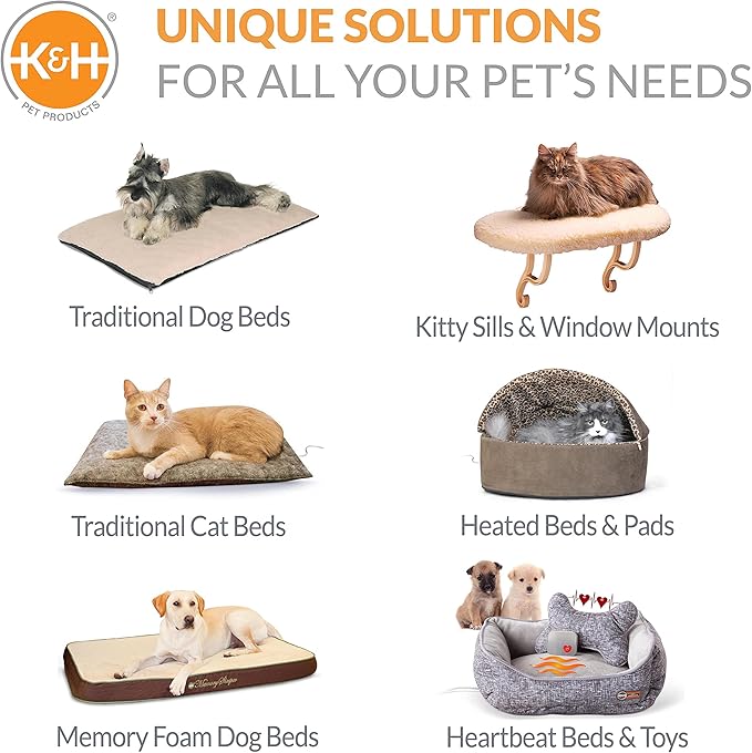 K&H Pet Products Bolster Kitty Sill Cat Window Perch Bed for Large Cats, Orthopedic Window Hammock Holds 40 lbs, Washable Cover, Indoor Windowsill Furniture Bed Seat - Tan/Leopard Unheated 14 X 24in