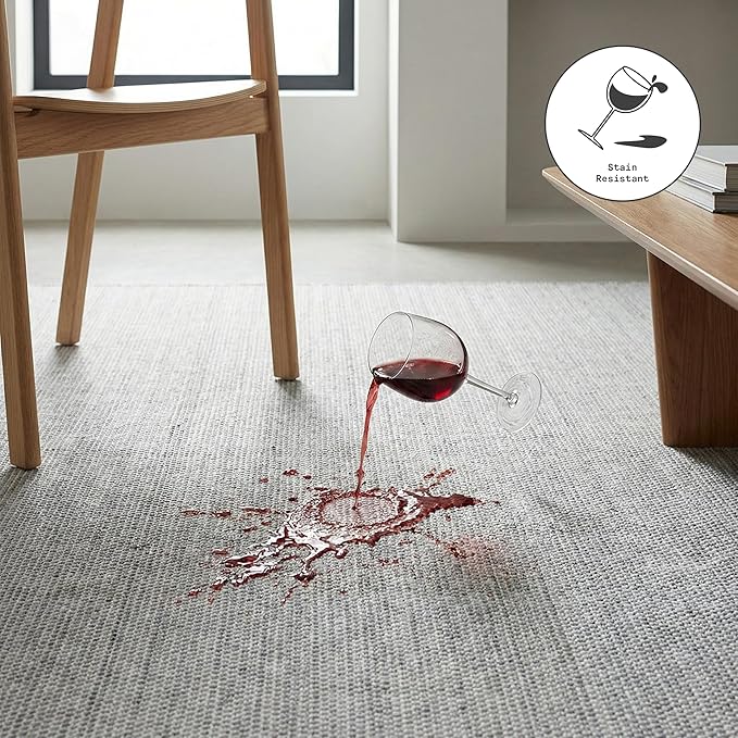 Fab Habitat Machine Washable Area Rug - Hand Woven, Stain Resistant, Pet Friendly - Premium Recycled Polyester Yarn - Solid - Kitchen, Bathroom, Laundry Room - Kingscote - Gray - 3 x 5 ft