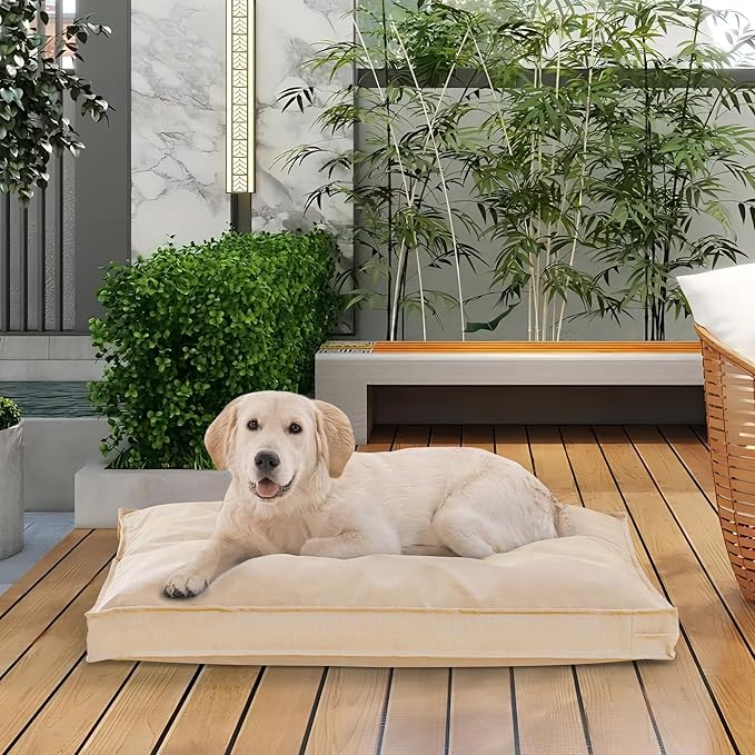 Dog Bed Covers Replacement Washable, Waterproof Dog Bed Cover with Zipper, 36Lx27Wx3H inch Durable Oxford Pet Bed Cover for Outdoor/Indoor Use, Cover Only, Khaki