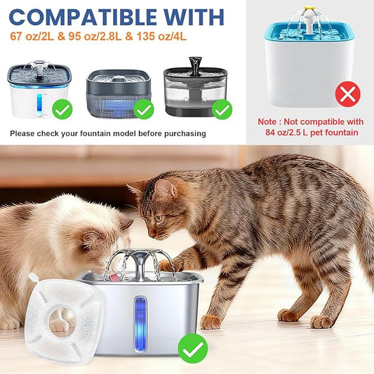 28 Pcs Cat Pet Water Fountain Filters, 14 Pcs Cat Fountain Replacement Filters & 14 Pcs Pre-Filter Sponges, Pet Fountain Filter for 95oz/2.8L 135oz/4L 67oz/2L Automatic Pet Drinking Cat Water Fountain